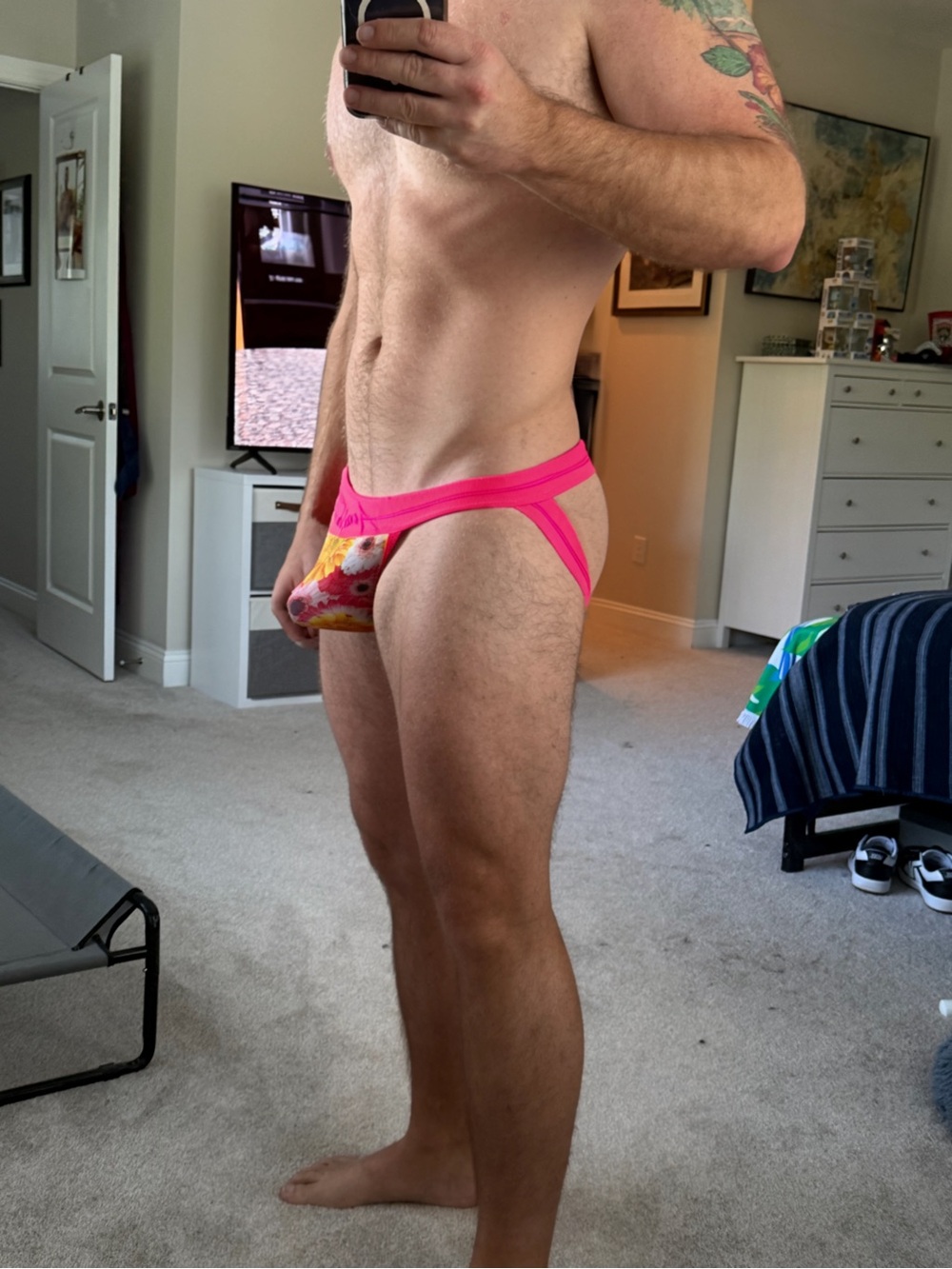 Men's Andrew Christian Pink Floral Low-Rise Jock Large - Picture 3 of 3